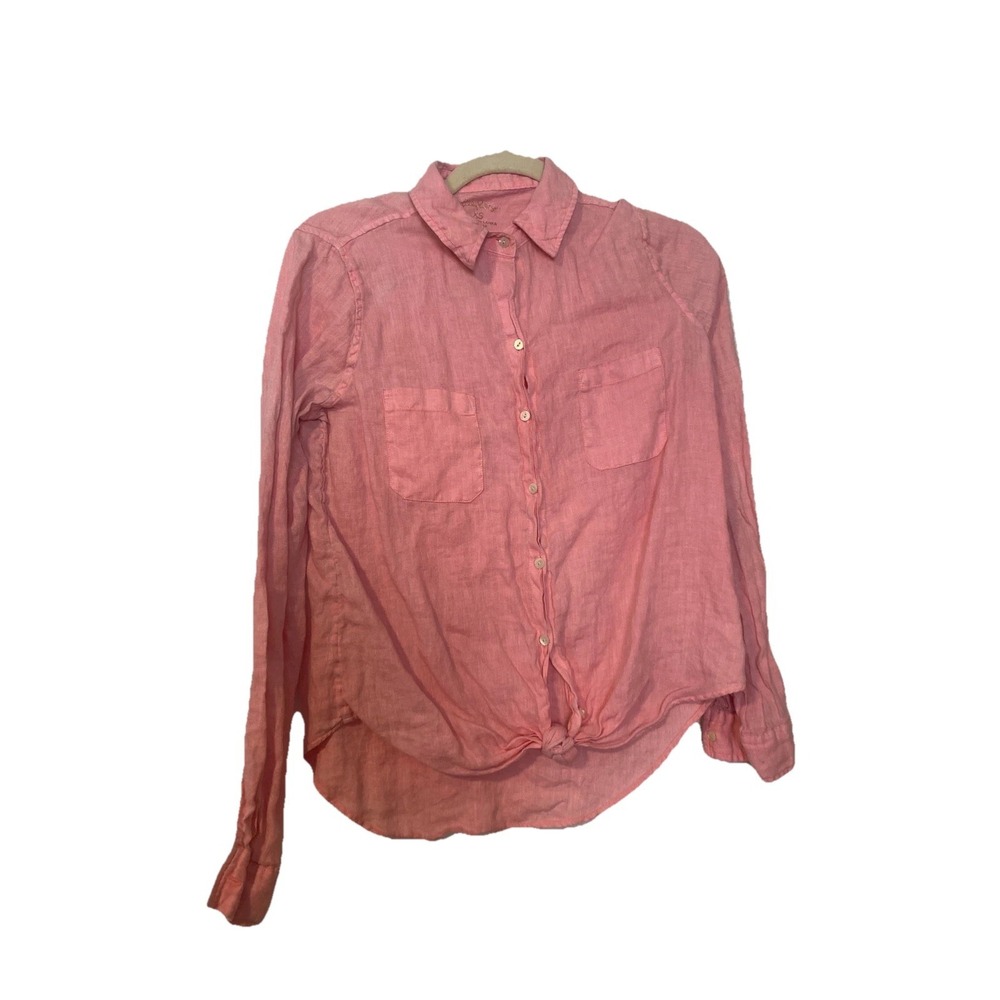 Lilly Pulitzer Womens Sz Extra Small Pink‎ Tropics Sea View Lace Button Down Top